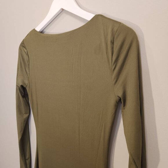 Hello Molly Base Army Green Dress Long Sleeve Maxi BodyCon Layer - Size S - Picture 4 of 8